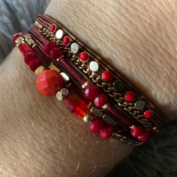 MULTISTRAND CHAIN BEADED WRAP BRACELET WITH CUT CRYSTAL BEADS AND MAGNET CLASP - Picture 2 of 6